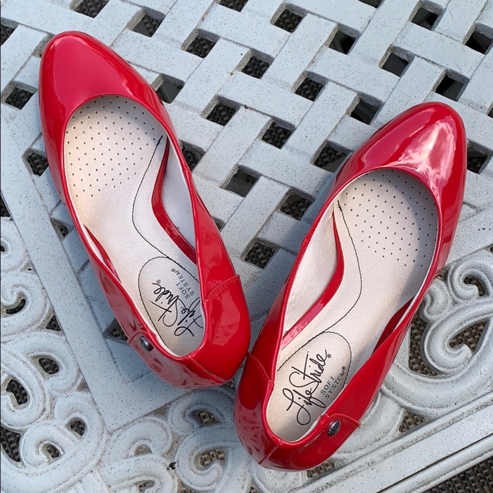 Life Stride Fire Red padded heels